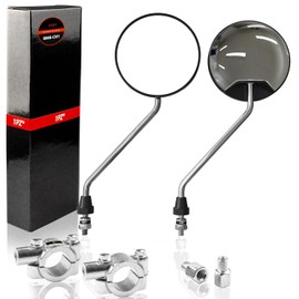 1PZ RM3-BM2 8mm Chrome Round Motorcycle Mirrors Rearview Side with 7/8" Handlebar Mount 10mm Screw Converter Holder Adaptor for Scooter Moped Motorcycle Go Kart ATV Dirt Bike Quad Wheeler