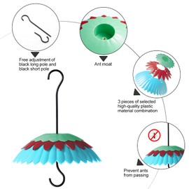 8" Bird Feeder Cover with Ant Moat, Skaithee Bird Feeder Baffle with Hummingbird Feeder Ant Guard & Rain Guard & Shepherd Hooks, Bright Colors Attract More Birds & Anti Rain/Snow/Ants (Blue 8 inches)