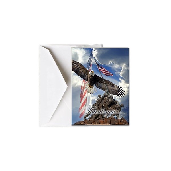 Funeral Memorial Service Thank You Cards with Envelopes (25 Count) FTKC1152 Veteran (Family Name Custom Printed - Select Desired Verse)