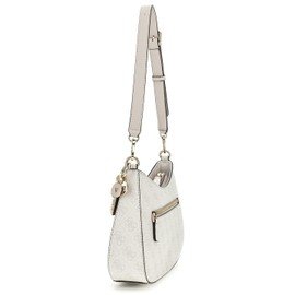 GUESS Noelle II Top Zipper Shoulder Bag White Logo