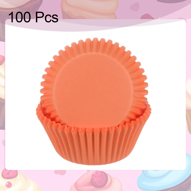 sourcing map 100 Count Cupcake Liners Orange Cupcake Cups Standard