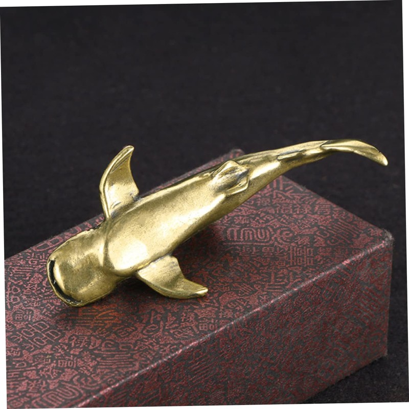 Levemolo Brass Shark Figurine Small Desktop Decor Unique Tabletop Ornament