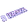 Keyboard Mouse Combo 2.4GHz Wireless Cute Retro 68 Round Keycaps