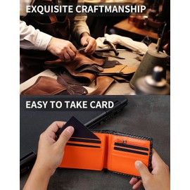 swallowmall Mens Wallet RFID Genuine Leather Slim Bifold Wallets for Men with ID Window 18 Card Holders