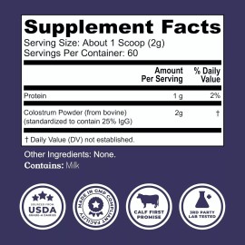 Left Coast Colostrum Powder USA Sourced Bovine Colostrum For Humans, Immune Support 4.23 oz