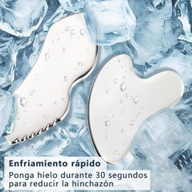 2PCS Gua Sha, Herramienta de Guasha Facial, Gua Sha Facial Acero Inoxidable para Terapia de Acupuntura Facial y Corporal,Ideal para Masajes Corporales, Faciales y de Cuello