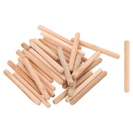 QUARKZMAN Pack of 50 1/4" x 2-3/8" Wooden Dowels, Wooden Dowel Rods, Furniture Wood Connecting Pins, Wooden Dowels with Groove for Crafts, DIY Projects