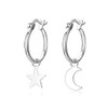 Asymmetrical Star Moon Dangle Hoop Earrings for Women S925 Sterling