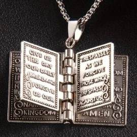 necklace Silver Bible Necklace Lords Prayer Christian Christmas Birthday Jewelry Gift NEW