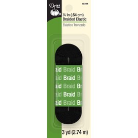 Dritz 9330B Braided Elastic, Black, 1/4-Inch
