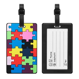 ZOUIQSS Suitcase Tags Two Pack, Luggage Tags Suitcase ID Labels Business Card Holder/Travel ID Bag Tag (Large Puzzle)