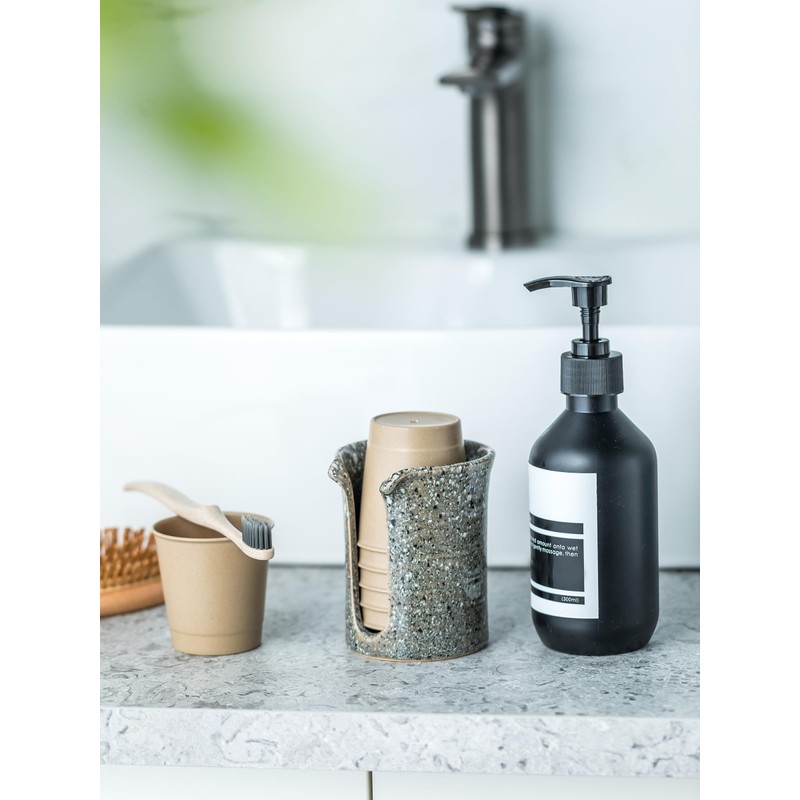 YHOJOY Ceramic Bathroom Cup Holder, Bathroom Cup Dispenser for Dixie