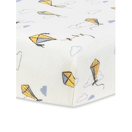 Under The Nile Muslin Playpen/Playard Sheet - Kites - Organic Cotton