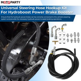 Motoparty Universal Steering Hose Hookup Kit for Hydroboost Power Brake Booster With All Accessories