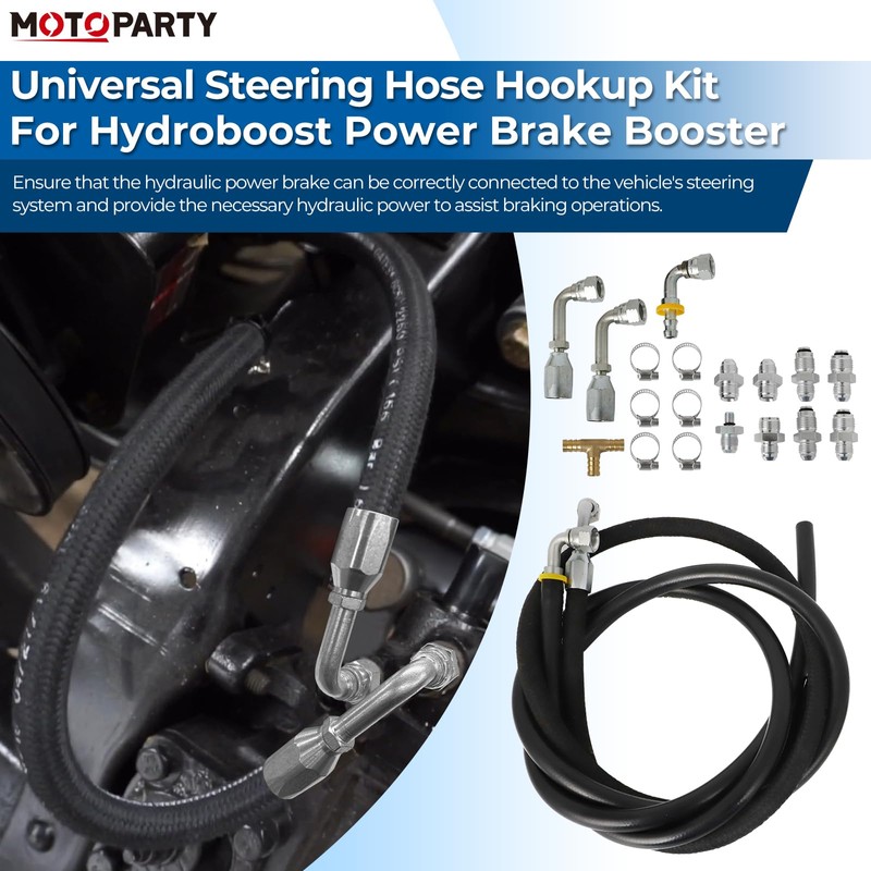 Motoparty Universal Steering Hose Hookup Kit for Hydroboost Power Brake