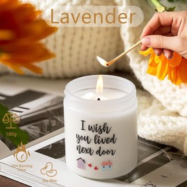 Toptime Best Friend Gift for Woman, I Wish You Lived Next Door 6.4oz Soy Wax Scented Candles, Nature Lavender Candle Jar 35 Hours Burning Time Birthday Gifts for Women Her, BFF, Sisters, Besties