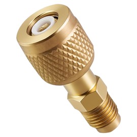TIKSCIENCE R32 R454B Brass Adapter, 1/4" Female to 1/4" Male Reverse Thread Fitting for R-32 R-454B Refrigerant Tanks Split Systems, with Non-Slip Handle