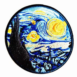 3" Van Gogh Starry Night Patch - Embroidered Sew On Iron On Patch Emblem Badge for Biker Backpack, Bag, Truck Hat, Clothes, Jeans