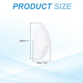 sourcing map 100PCS Acrylic Horse Eye Gems 12x25mm Flat Back Artificial Rhinestones for DIY Crafts Bead Wedding Party Face Painting Jewelry Making, White