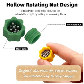 Gonggi Korean Game, Real Weighted Traditional Korean Stones Game with Steel Ball Inside, Pebble Throw and Grab Gonggi Jack Games-2 Set with Squid Box