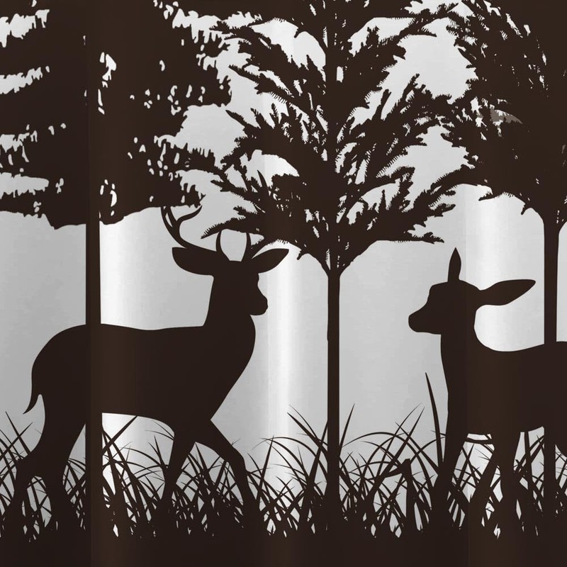 Careyoungs RV Shower Curtains Forest Mountain Happy Camper, Fabric RV