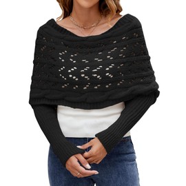 Wantonfy Scarf Women's Sleeves Scarf Sweater Wrap Pashmina Scarves and Scarves for Autumn Winter, black