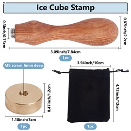 CRASPIRE Letter Ice Stamp 1.2 Inch Initial Alphabet M Ice Press Stamps Ice Branding Stamp Cocktail Wooden Handle Removable Brass Head for Party Events Holiday Whisky Mojito Drink Making DIY Craft