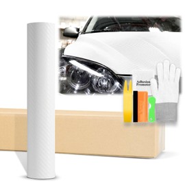 60"x72" (6FTx5FT) White 3D Carbon Fiber Textured Matte Flat Vinyl Wrap Auto Car Sticker Decal Film Sheet Bubble Free Air Release Technology with Tool Kit