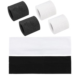 Pack of 2 Sports Headbands, 2 Pairs Plush Bracelets, Women's Headbands, Simple and Fashionable Elastic Headbands, Sweat-Absorbing Sports Set