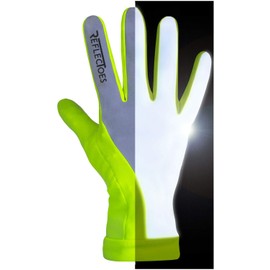 ReflecToes Reflective Running Gloves - Touchscreen - Lightweight Hi Vis Winter Running Gear for Cold Weather Jogging at Night (L)
