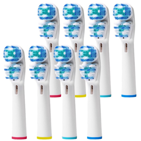 Alayna (TM) Cabezales de cepillo de repuesto compatibles con Oral B - diseño de doble limpieza, paquete de 8 cepillos de dientes eléctricos genéricos, color blanco