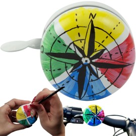 Bicycle Bell, Retro, Hand-Painted, 5.8 cm, Loud 100 dB, Waterproof, Robust Metal Construction, Easy Assembly, Handlebar, 18-25 mm, Children, Girls, Boys, Gift, Women, Secret Santa Gift (Cardinal Point