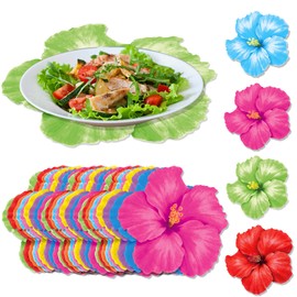 30 Pcs Disposable Flower Placemats, Colourful Hibiscus Flower Decorative Placemats, Suitable for Wedding Birthday Party Table Setting Supplies Arrangement