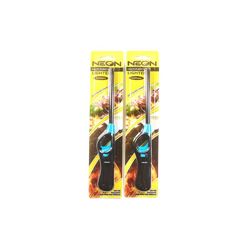 N & T Neon Utility BBQ Stick Lighters 2 Pack