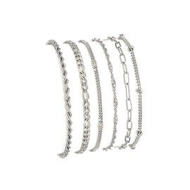 KunJoe Dainty Silver Bracelets for Women Stack, Silver Jewelry Set for Women Bracelet,Layered Stainless Steel Stackable Paperclip Link Chain Bracelet Set