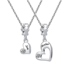OutstandLong Heart Mother Son Necklace - 2PCS Mom Necklace from Son, Mom Daughter for Mother's Day