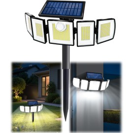 MDCMDCM Solar Lights Outdoor Waterproof with Stake - 2-in-1 In-Ground/Wall Mount, 416 LED 3000LM Super Bright 3 Brightness 3 Modes Solar Motion Sensor Security Lights for Outside, 1Pack