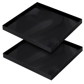 Teenyyou 2 Pcs 12" x 12" x 1" PTFE Solid Oven Basket, Cooking Oven Trays, Non Stick Kitchen Cooking Basket, Black Baking Sheet, Trays for Accessories Chips Chicken Wings Bread Heating