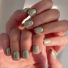 Green Aurora Press on Nails Short Square Fake Nails Light