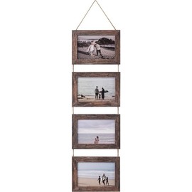 4x6 Hanging Picture Frames, Wall Picture Frames with Real Glass, Folding Picture Frame Displays 4 Photos for Wall Decor, White - Color: Walnut Brown, Size: 4x6