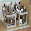 POUGNY 2PC Under Sink Organizer Rack 2 Tier Under Sliding