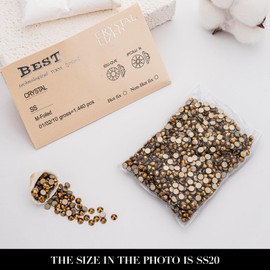 Novani Gold Rhinestones 1440pcs Flat Back Round Rhinestone Style 2088 Sparkly Crystal Gemstones for Nail Art and Crafting SS20,4.6-4.8mm