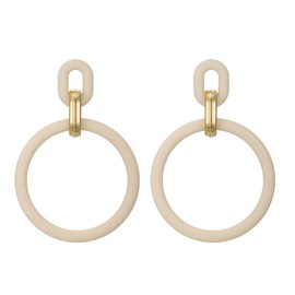 RUOFFETA Acrylic Rectangle Earrings, Fashion Acrylic Square/Oval/Hoop Statement Drop Earrings for Women(Cream White Hoop)