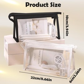 FveVqe 2 Pcs Triangle Design Large Pencil Case, Clear Pencil Case for Exams, Versatile Storage for Stationery, Toiletries, Makeup, Travel & Office Supplies(Transparent and Black)