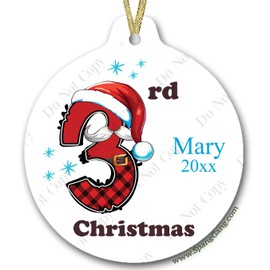 3rd Christmas | My Third Christmas Ornament | Yearly Baby Girl Ornament | Boy Ornament | Baby Gift | Custom Ornament | Gift for Baby