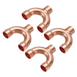 MECCANIXITY Tee Y Shape Copper Fitting Welding Joint Split Union Connector 12.7mm or 1/2 Inch ID for HVAC, Air Conditioning Refrigeration System, Pack of 4