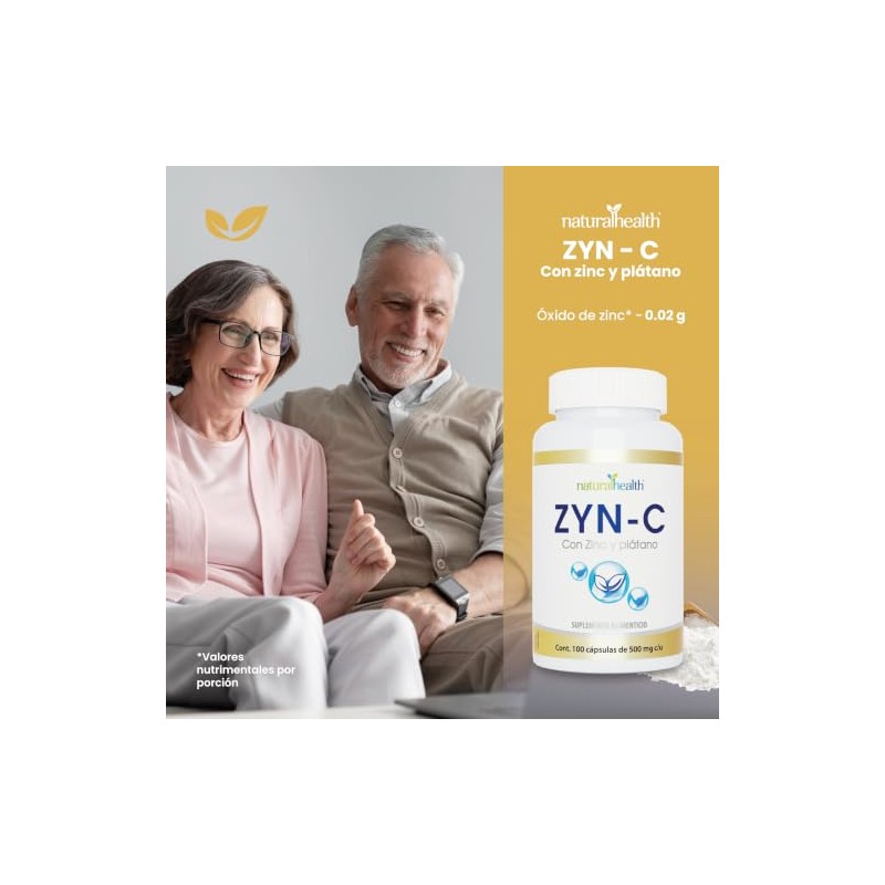 Natural Health ZYN-C | Suplemento Alimenticio con Óxido de Zinc,