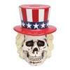 PTC Uncle Sam Skeleton Skull Piggy Bank Ceramic Statue Figurine, 8" H