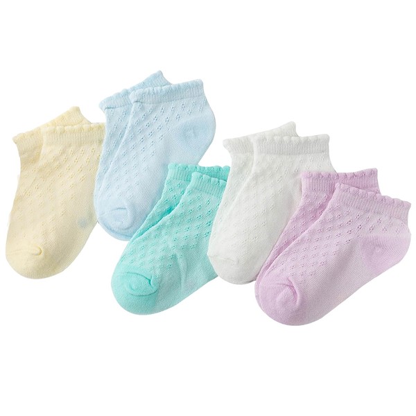 Nanmuir Girls Boys Breathable Mesh Low Cut Socks 5-Pack Thin