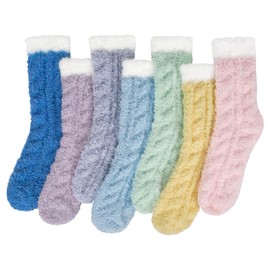 Womens Winter Fuzzy Socks Cozy Fluffy Sock Warm Fuzzy Christmas Socks for Women, Yellow Pack